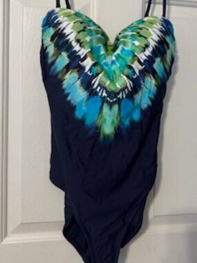 La Blanca Bra top One Piece Tie Dye Swimsuit Sz 12